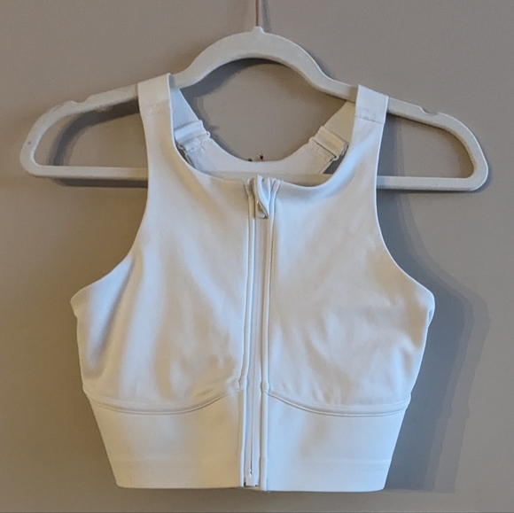 Zip up white crop workout tank - Picture 1 of 6